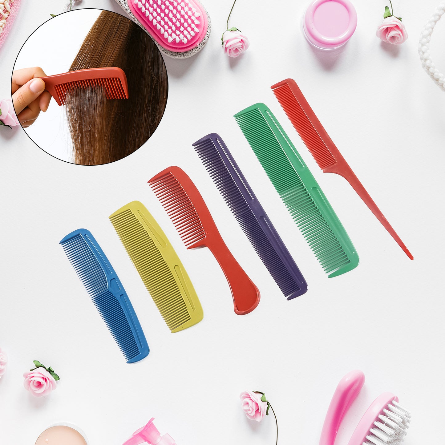 Assorted Styling Hair Comb - (6 Pc Set)