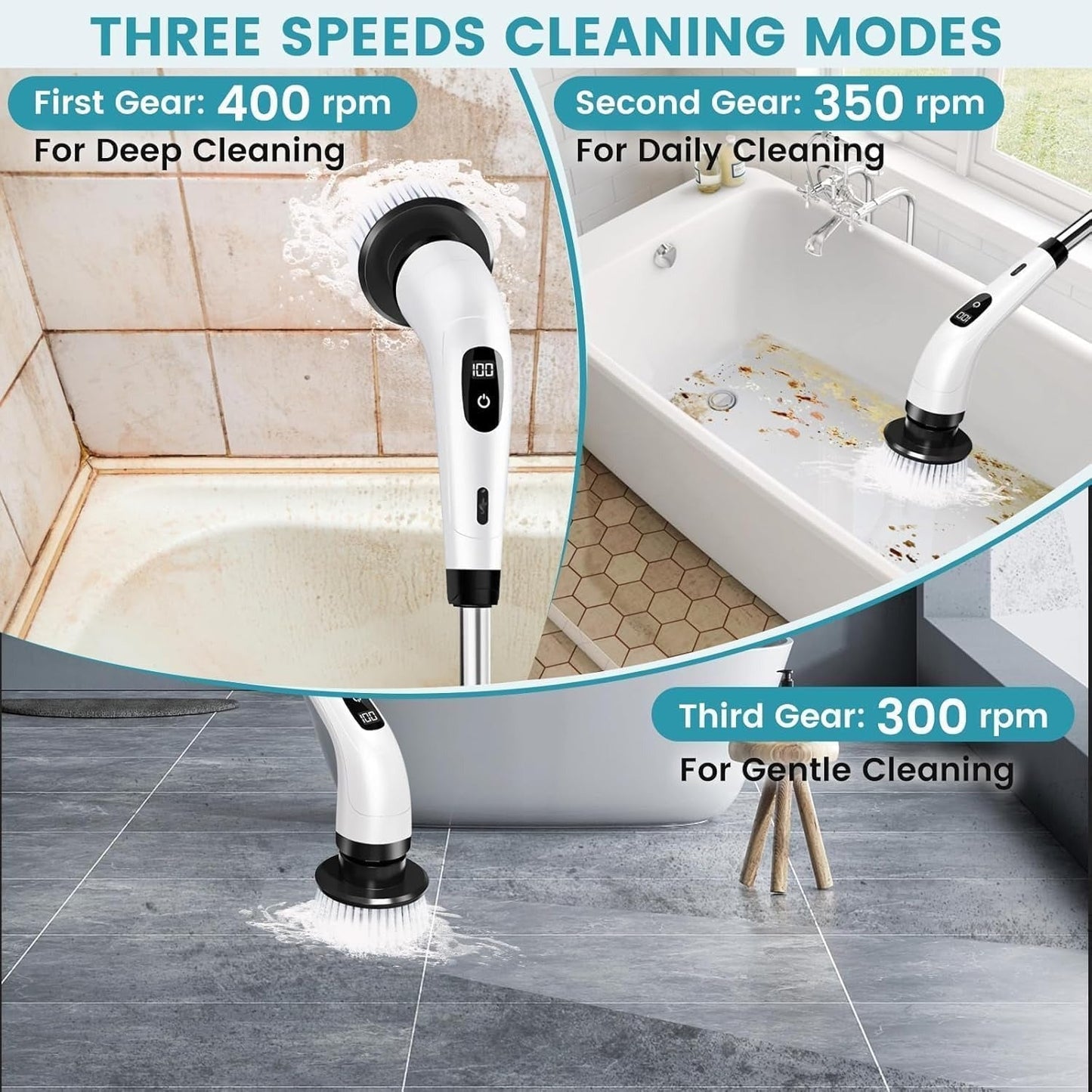 Electric Spin Scrubber, Cleaning Brush Scrubber for Home