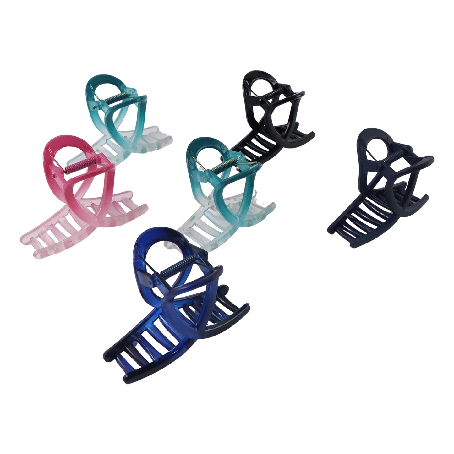 Plastic Hair Clamp Grip Simple Matte Hair Barrette Clamp (12 Pc Mix Design)
