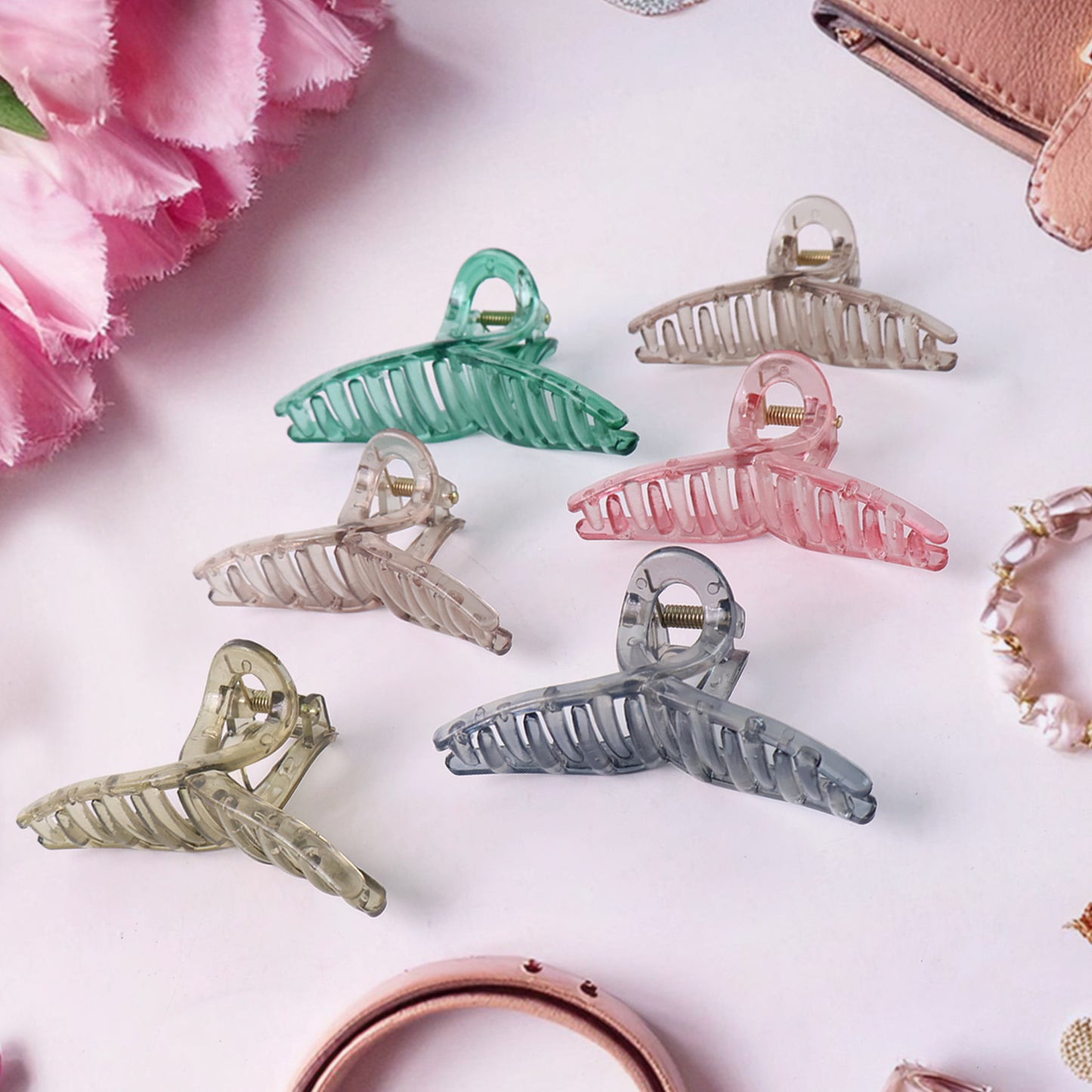 Hair Clutcher Clips (Mix Design Multicolor 12 Pc)