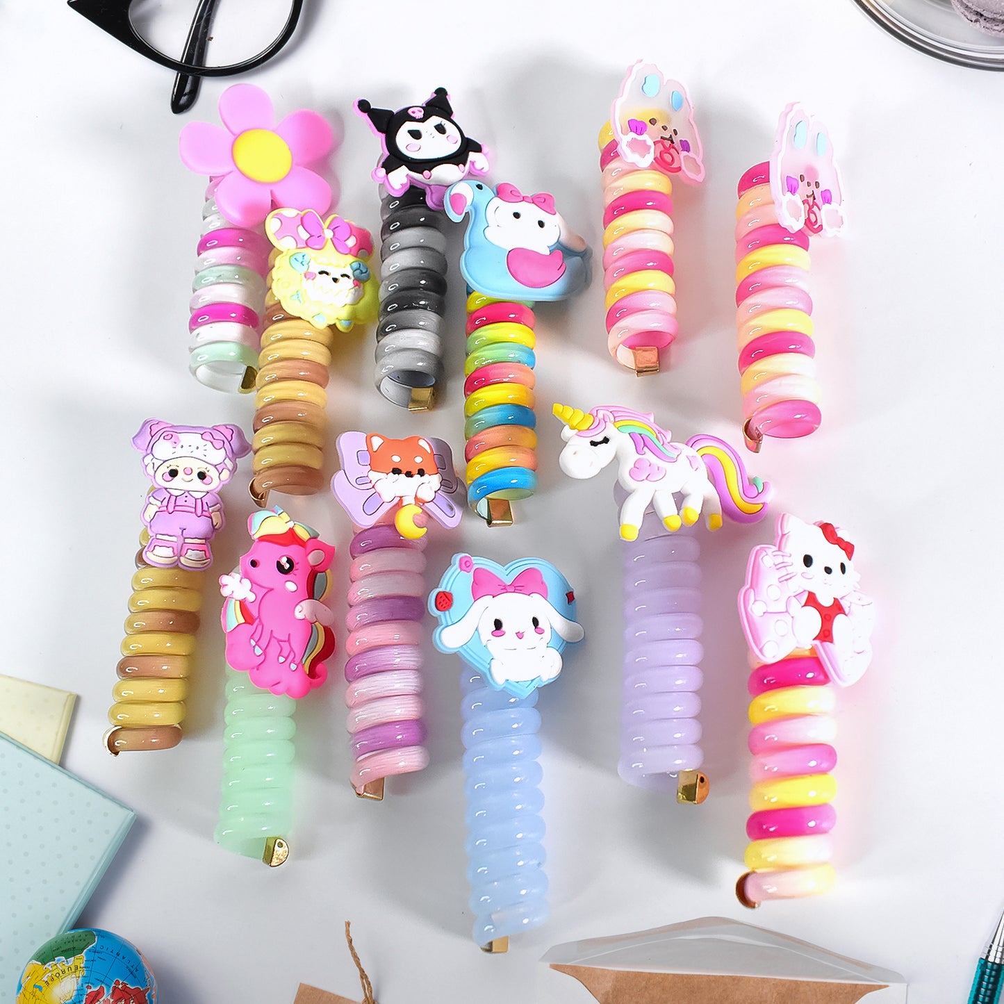 Colourful Telephone Wire Hairbands (1 Pc Mix Design)