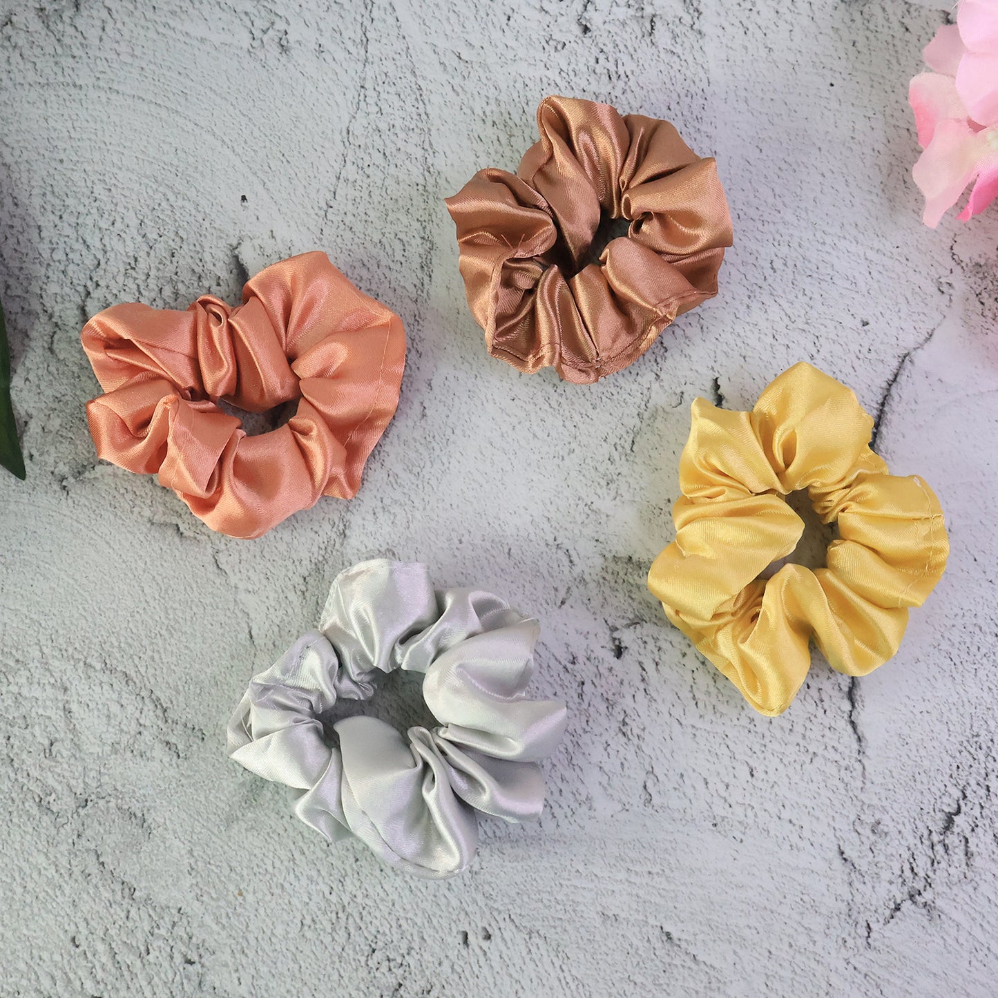 Premium Satin Hair Scrunchies Elastic Hair Ties For Women Girls (12 Pc)
