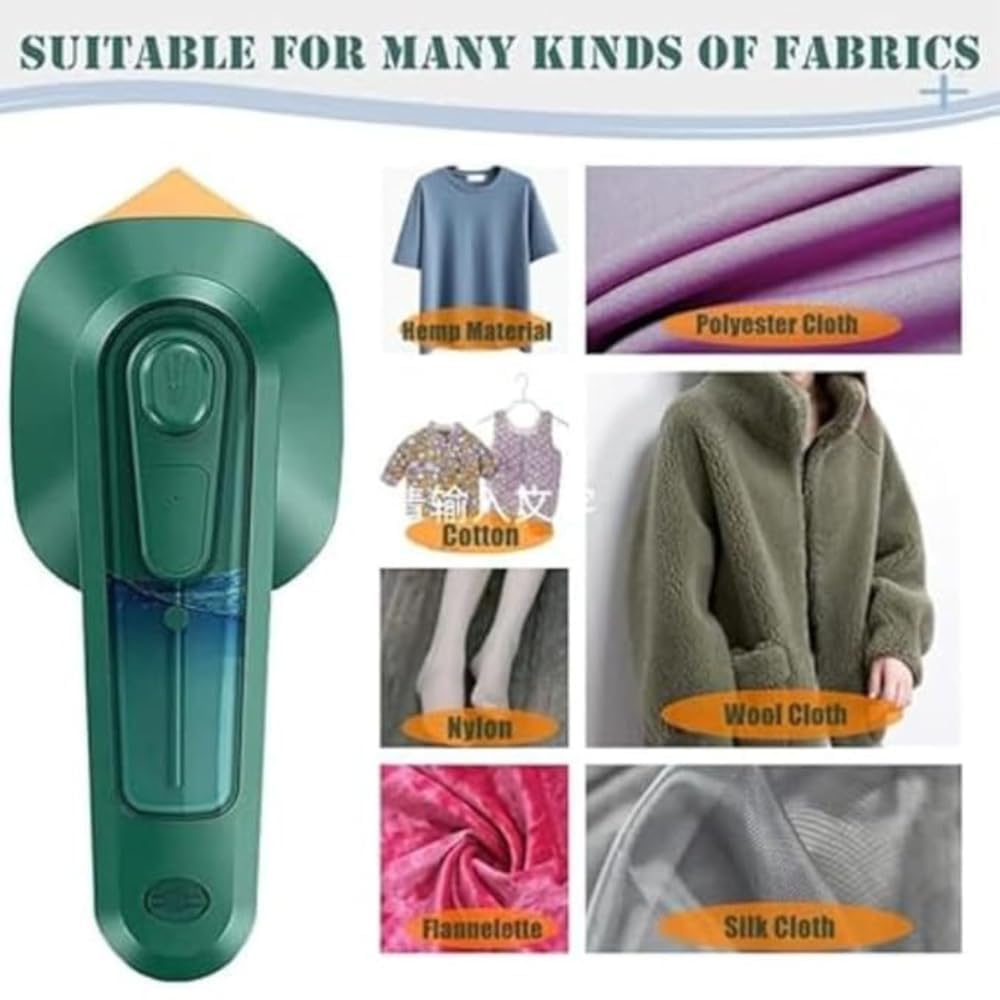 Lipzie [𝟏𝟐 𝐘𝐞𝐚𝐫𝐬 𝗪𝗮𝗿𝗿𝗮𝗻𝐭𝐲]Portable Micro Steam Iron –Handheld Green Garment Steamer for Dry & Wet Ironing, Fast-Heat, Lightweight Wrinkle Remover, Mini Ironing Machine for Home &Office