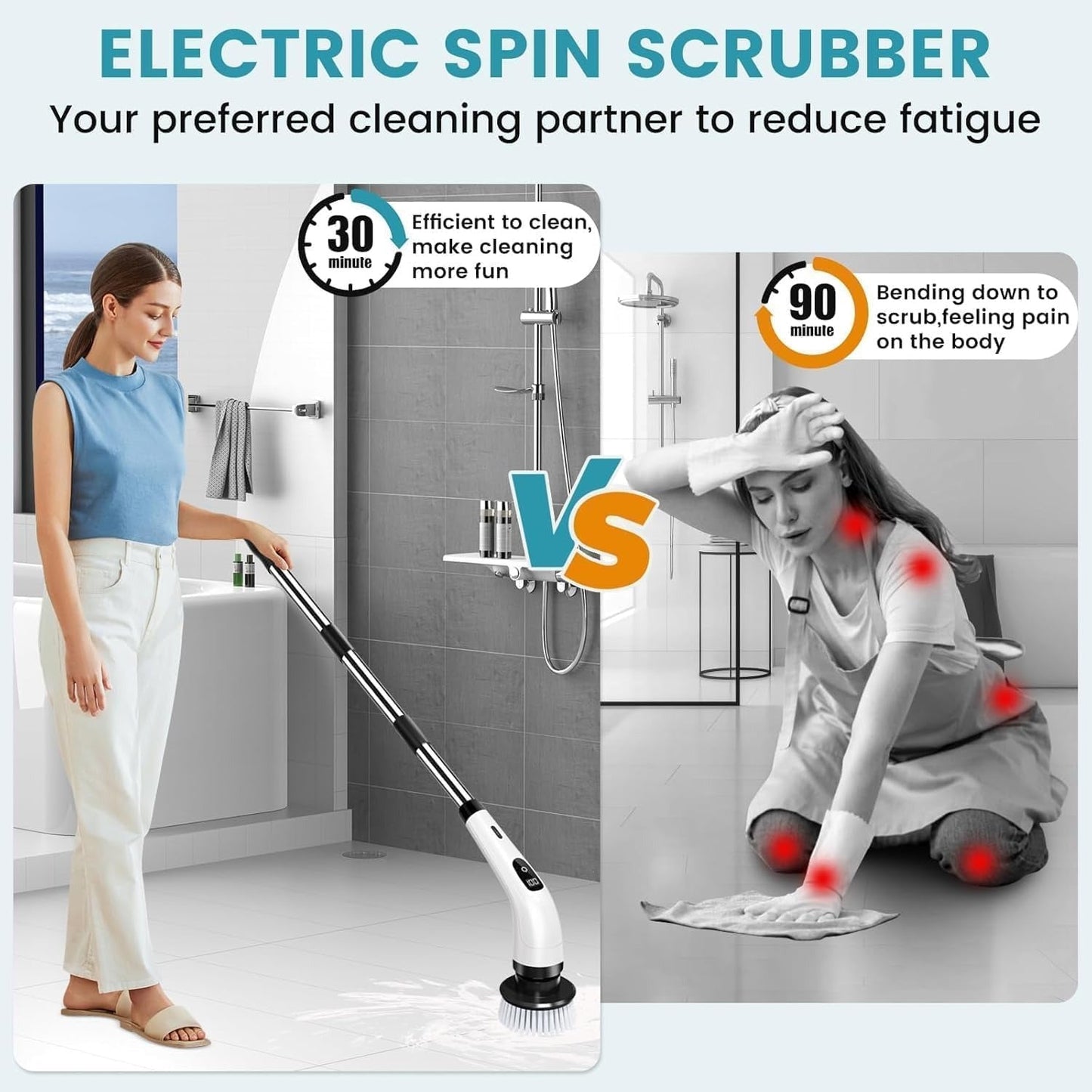 Electric Spin Scrubber, Cleaning Brush Scrubber for Home