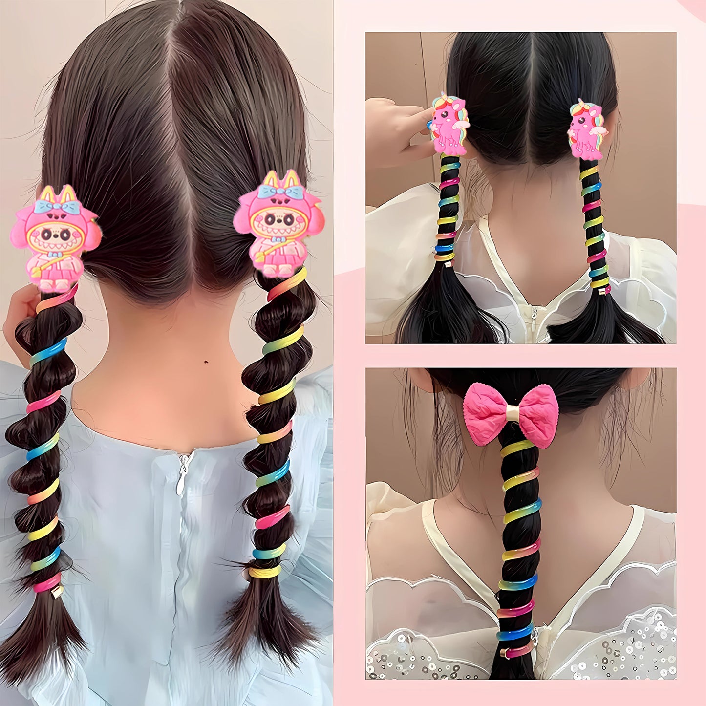Spiral Hair Braiding Clips For Kids (12 Pc   Mix Design)